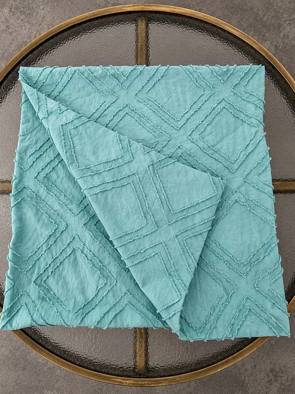 New Set 2 Muted Tiffany Blue Textured Throw Pillow Covers 18x18 Diamond pattern